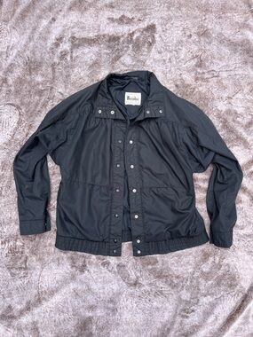 True Vintage Black Dolman Sleeve Windbreaker Jacket Size Small